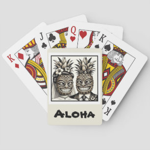 Hochzeitsgeschenk Braut und Bräutigam Ananas Tiki  Spielkarten