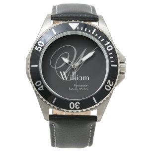 Hochzeitsgeschenk Classic Monogram + Name Armbanduhr