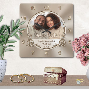 Hochzeitsgeschenk, Dusche oder personalisierte Wan Quadratische Wanduhr