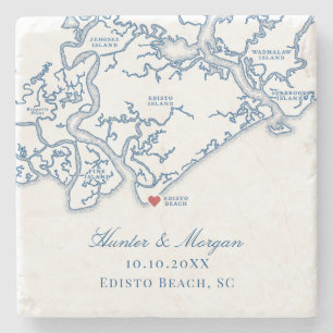 Hochzeitsgeschenk Edisto Beach Edisto Insel Karte Steinuntersetzer