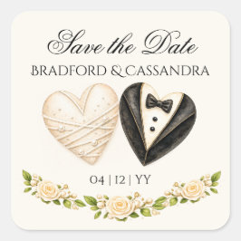 Hochzeitsgeschenk Favorit Save the Date Braut Bräu Quadratischer Aufkleber