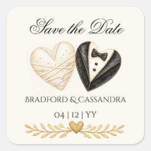 Hochzeitsgeschenk Favorit Save the Date Braut Bräu Quadratischer Aufkleber