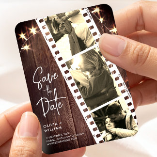Hochzeitsgeschenk Fotostreifen Rustikal Save-the-D Magnet
