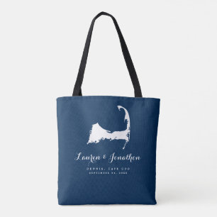 Hochzeitsgeschenk für blaue und weiße Cape Cod Map Tasche