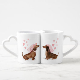 Hochzeitsgeschenk für Dackeln (Mädchen/Tasse) Liebestassen