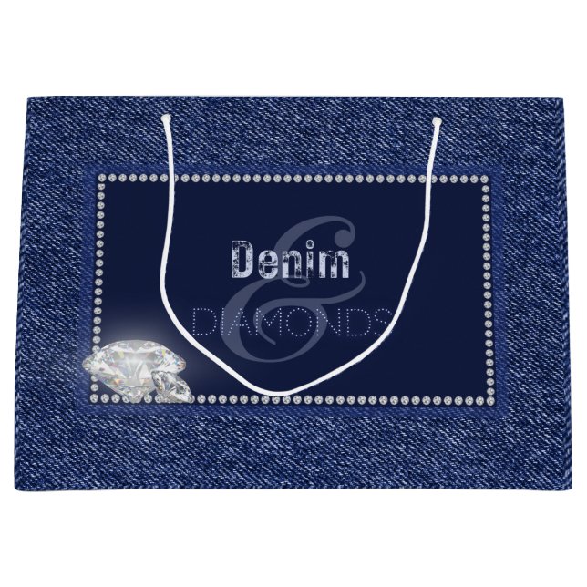 Hochzeitsgeschenk für Denim und Diamanten Große Geschenktüte (Vorderseite)