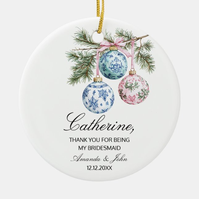 Hochzeitsgeschenk für die Trauzeugin Bridesmaid We Keramik Ornament (Vorne)
