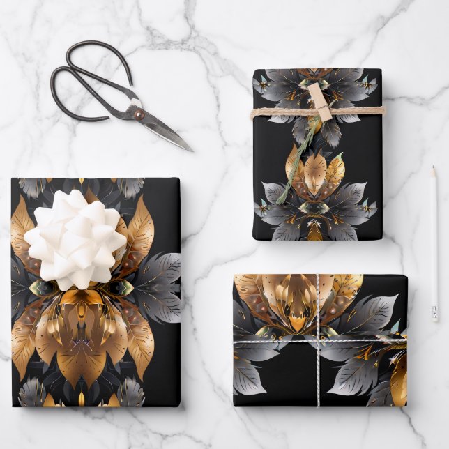 Hochzeitsgeschenk für Gold und Silber Geschenkpapier Set (Vorderseite)