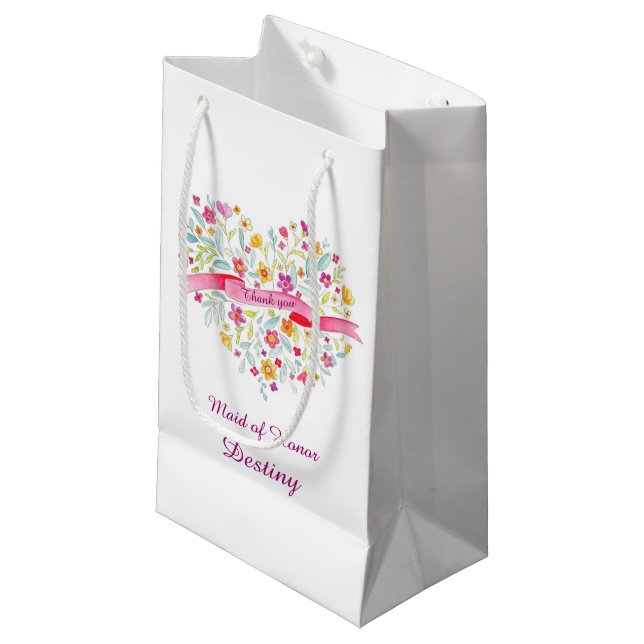 Hochzeitsgeschenk für Hochzeitsgäste im Wasserfarb Kleine Geschenktüte (Vorderseite Schrägansicht)