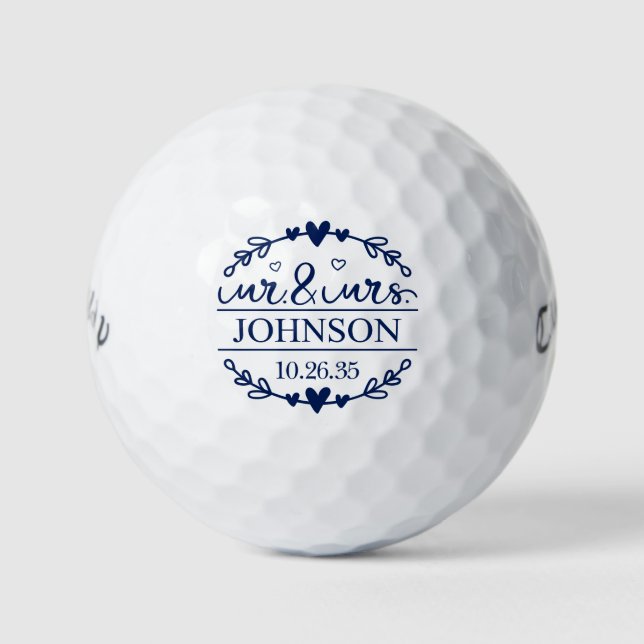 Hochzeitsgeschenk für Mr & Mrs Golfball (Vorderseite)