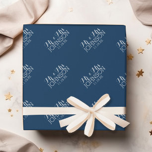 Hochzeitsgeschenk für Mr & Mrs in Vollton Navyblau Geschenkpapier
