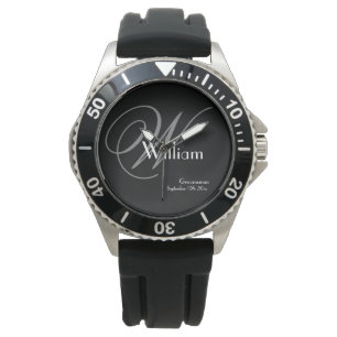 Hochzeitsgeschenk für Trauzeuge Coole Monogramm-Ra Armbanduhr