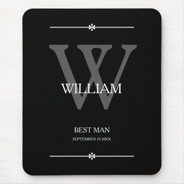 Hochzeitsgeschenk für Trauzeuge Monogram Chic Mode Mousepad (Vorne)