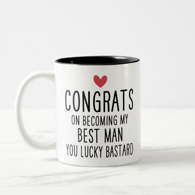 Hochzeitsgeschenk Gratons, mein bester Mann zu sei Zweifarbige Tasse (Links)