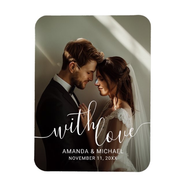Hochzeitsgeschenk mit dem Text 'Mit Liebe' und eig Magnet (Vertikal)
