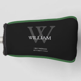 Hochzeitsgeschenk Modernes Monogramm Cool Schwarz Golf Headcover