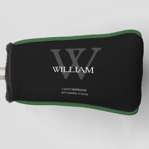 Hochzeitsgeschenk Modernes Monogramm Cool Schwarz Golf Headcover