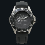 Hochzeitsgeschenk Modernes Monogramm Name Sporty Armbanduhr<br><div class="desc">Hochzeitsgeschenk Trauzeuge Moderne Monogram Sporty Cool Watch. Trauzeuge moderne Vintage Monogramm Initial, Name und Datum klassische männliche Uhr. Die Anpassung fügt Ihrem Trauzeuge diese besondere Touch hinzu. Klicken Sie auf diese Vorlage, um sie schnell und einfach anzupassen. 30 Tage Geld zurück Garantie. Weltweit schnell verschifft. Hochzeitsgeschenk Modernes Monogramm Name Sporty...</div>
