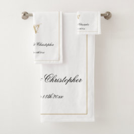 Hochzeitsgeschenk Modernes Monogramm neu gezogenes Badhandtuch Set