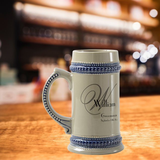 Hochzeitsgeschenk Modernes Monogramm Rustikal Cool Bierglas (A wonderful, classic beer stein or "Bierkrug". Enjoy your beer even more with this rustic beer mug.)