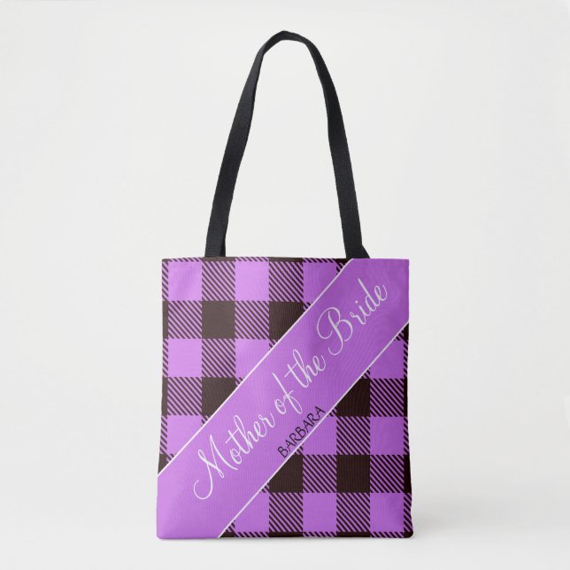 Hochzeitsgeschenk Orchid Tartan Mutter der Braut Tasche (Vorderseite)
