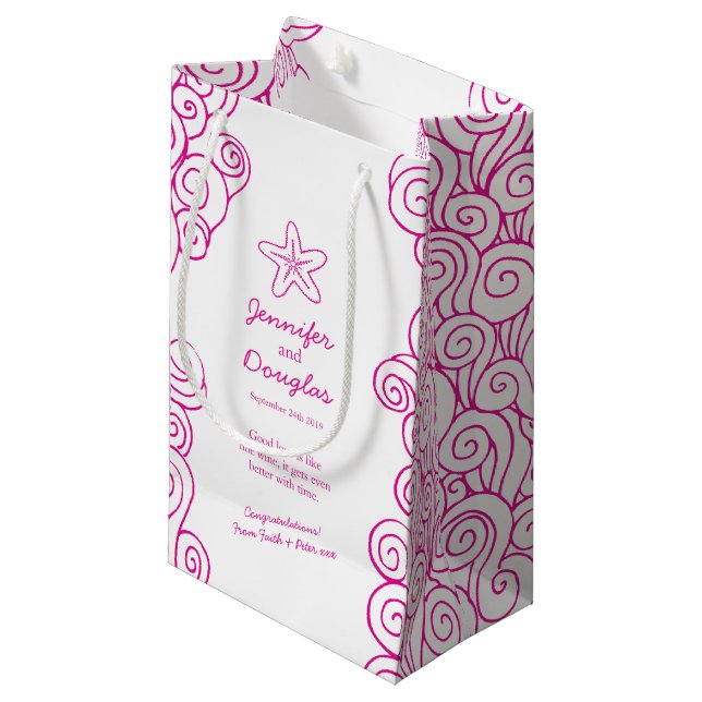Hochzeitsgeschenk personalisierter, rosa Seesterns Kleine Geschenktüte (Vorderseite Schrägansicht)