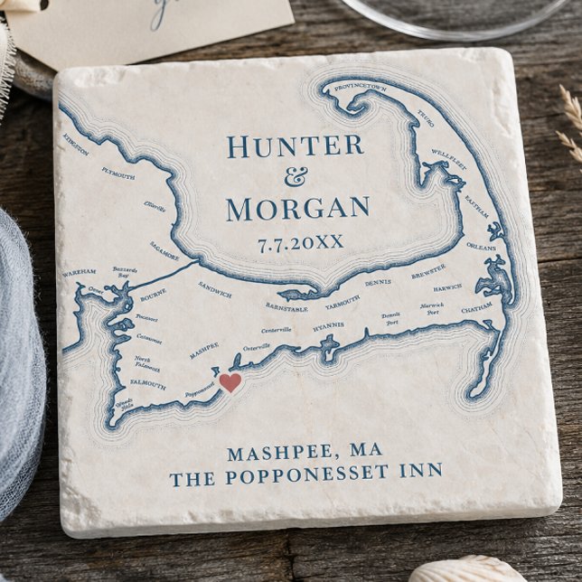Hochzeitsgeschenk Popponesset Inn Cape Cod Karte Steinuntersetzer (Popponesset Inn Wedding Favor Cape Cod Map Stone Coaster Gift by Coastal Map Designs.png)