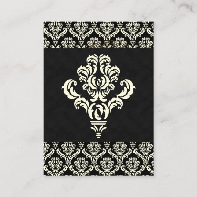 Hochzeitsgeschenk-Registrierungskarte Damask Black Begleitkarte (Vorderseite)