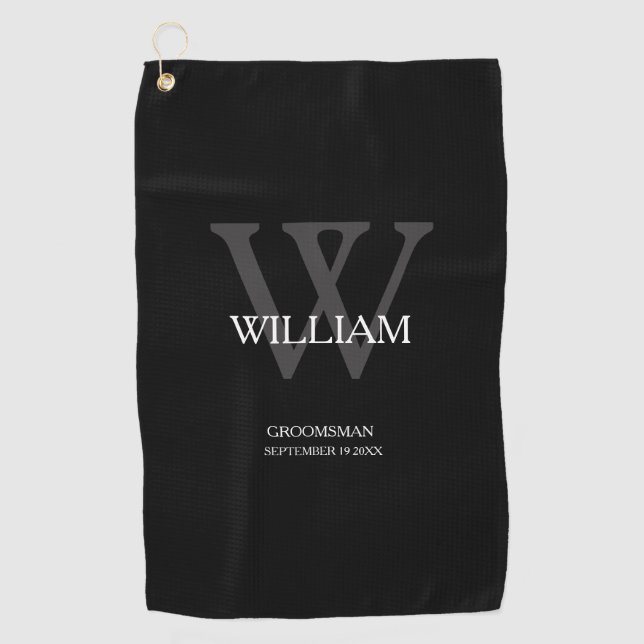 Hochzeitsgeschenk Trauzeuge Elegante Monogramm Coo Golfhandtuch (Vorderseite)