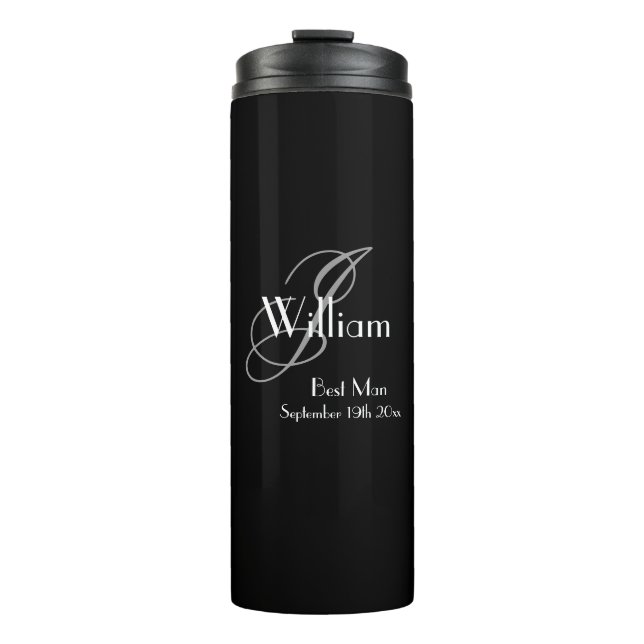 Hochzeitsgeschenk Trauzeuge Elegante Monogramm Coo Thermosbecher (Vorderseite)