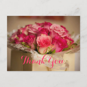Hochzeitsgeschenk Vielen Dank Pink Floral Bouquet Postkarte