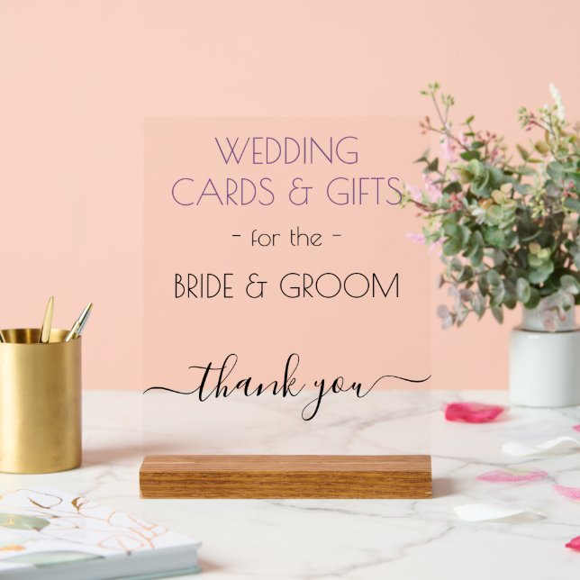 Hochzeitsgeschenke Dusty Violet Black Typografy Cl Acrylschild (Hochzeit)