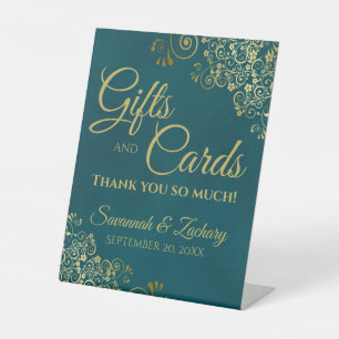 Hochzeitsgeschenke & Karten Danke Teal & Gold Sockelschild
