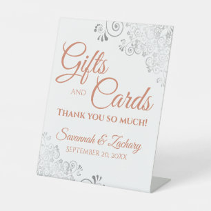Hochzeitsgeschenke & Karten Silver Frills Coral au Sockelschild