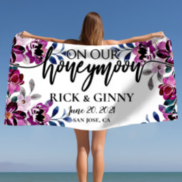 Hochzeitsgeschenke - Personalisierte Blumenkohle Strandtuch