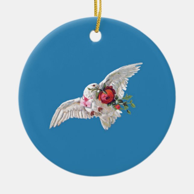 Hochzeitsgeschenkideen - personalisierte Tauben de Keramik Ornament (Vorne)