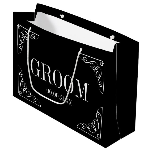 Hochzeitsgeschenktasche für Brautparty Große Geschenktüte (Vorderseite Schrägansicht)