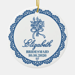 Hochzeitsgesellschaft Name Rolle & Datum Florales Keramik Ornament