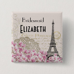 Hochzeitsgesellschaft Vintage Eiffelturm Button