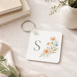 Hochzeitsgesellschaft Wildblumengeschenk Monogramm Schlüsselanhänger