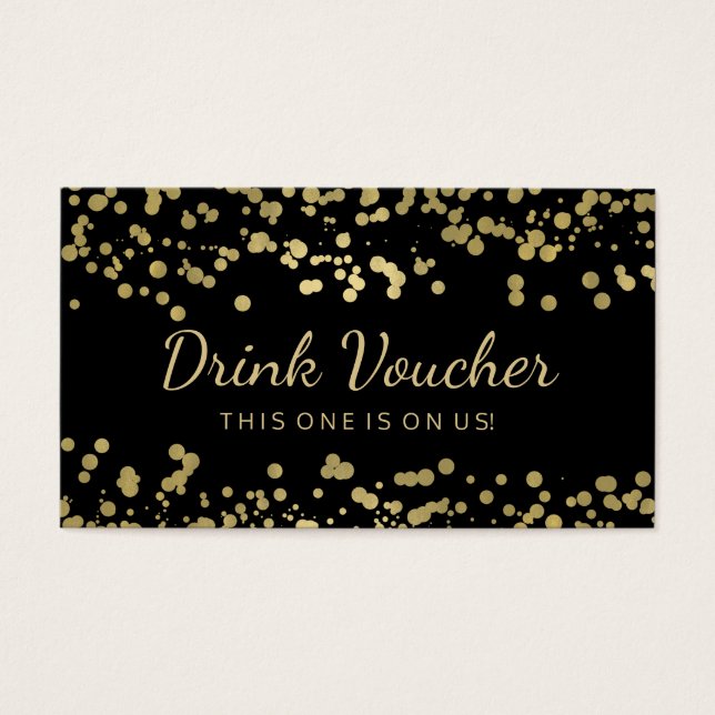 Hochzeitsgetränk Voucher Gold Foil Confetti (Vorderseite)