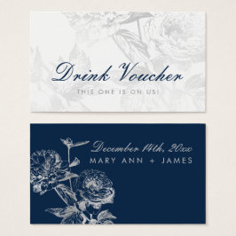Hochzeitsgetränk Voucher Moderne florale Silver Na
