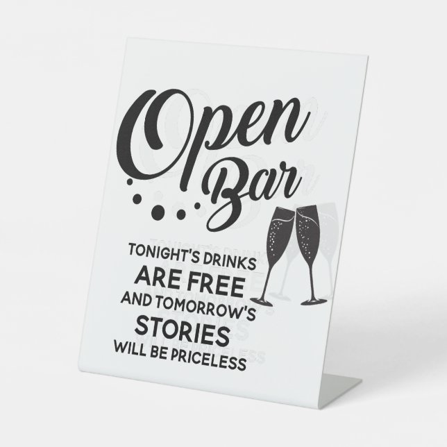 Hochzeitsgetränke: Open Bar Hongkong sind gratis Sockelschild (Vorderseite)