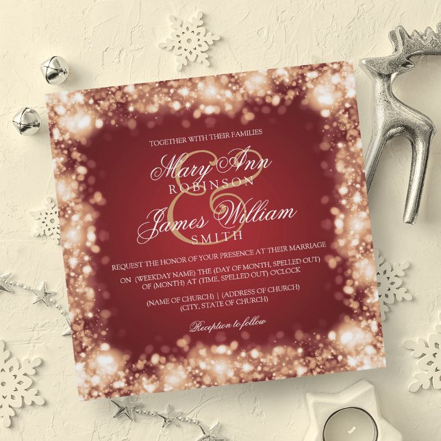 Hochzeitsglanzlichter Gold Einladung (Wedding Sparkling Lights Gold Invitation)