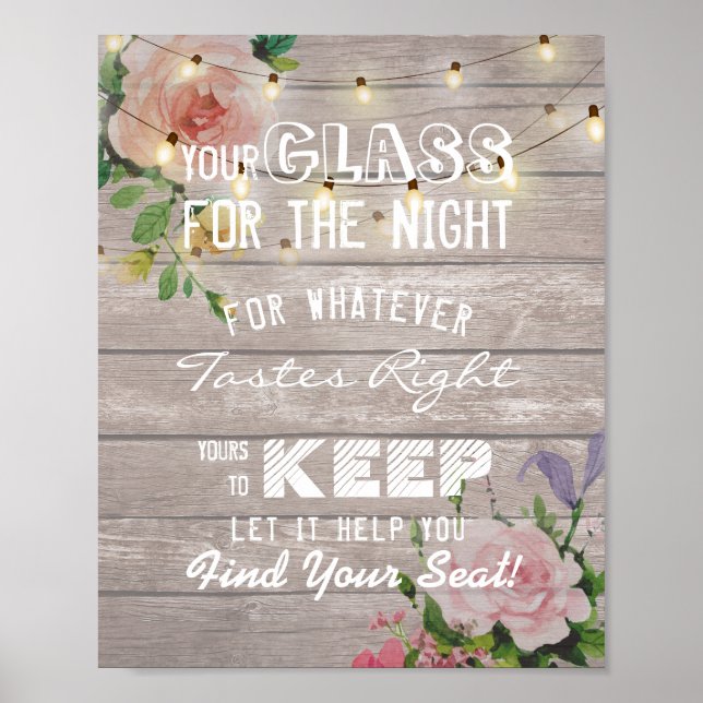 Hochzeitsglas für die Nacht finden Ihren Platz Poster (Vorne)