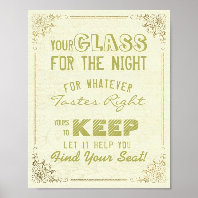 Hochzeitsglas für die Nacht finden Ihren Platz Poster (Vorne)