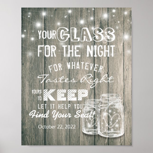 Hochzeitsglas für die Nacht finden Ihren Platz Poster (Vorne)