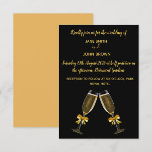 Hochzeitsgläser aus Schwarz und Gold Einladung