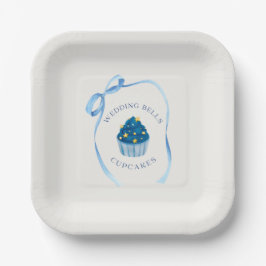 Hochzeitsglocken-Cupcakes | Favor für blaue Brautd Pappteller