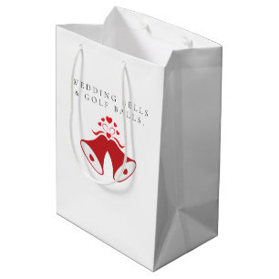 'Hochzeitsglocken & Golfbälle' Hochzeit Weiß und R Mittlere Geschenktüte